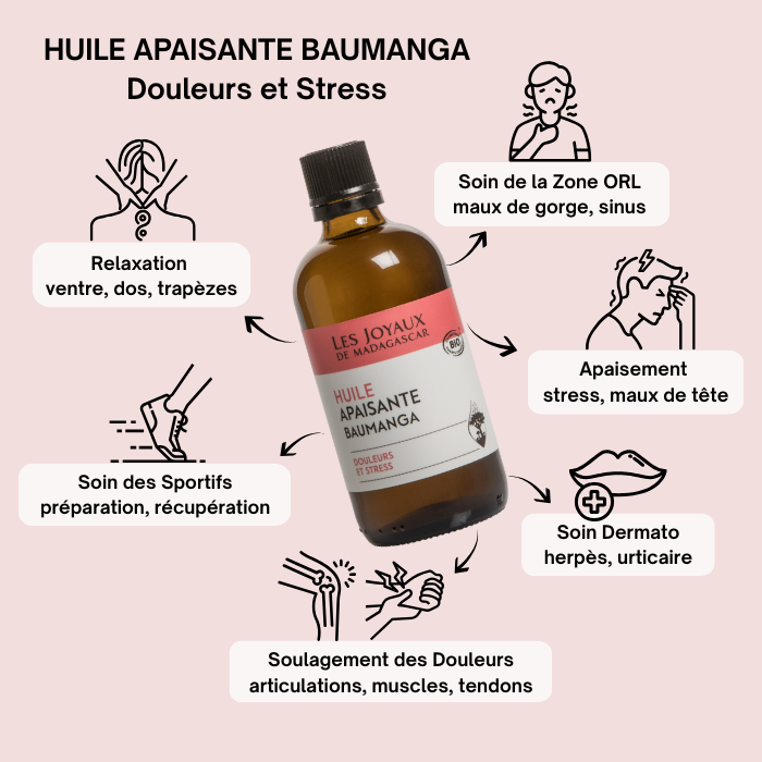 Huile Apaisante Baumanga Bio - Douleurs et Stress
